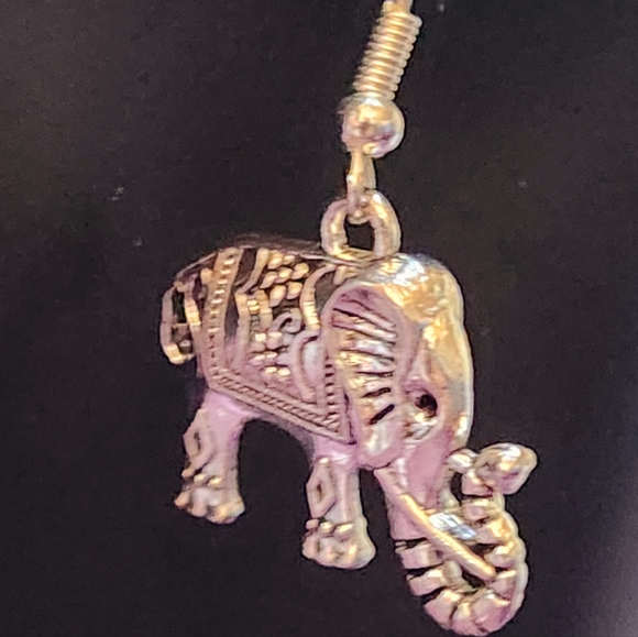 Ornate Silver Elephant Earrings Indian Elephant Earrings NWT - Picture 7 of 10